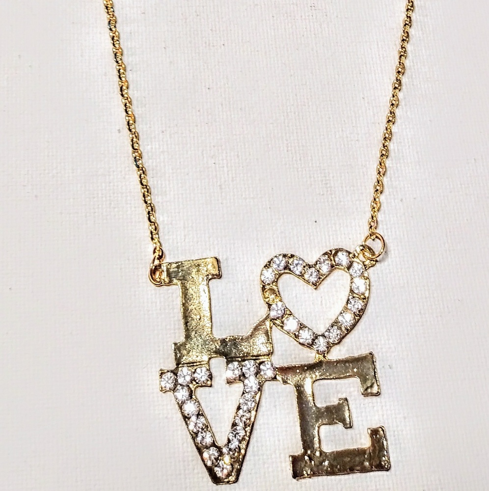 Love cold color necklace with rhinestones
